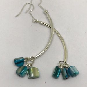 Genuine Blue Shell silver earrings